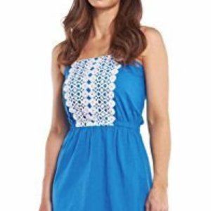 Mud Pie Blue Bliss Strapless Dress, Small